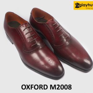 Giày da oxford nam màu đỏ đô sang trọng M2008 003