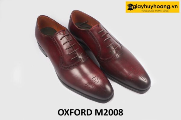 Giày da oxford nam màu đỏ đô sang trọng M2008 003
