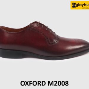 Giày da oxford nam màu đỏ đô sang trọng M2008 001