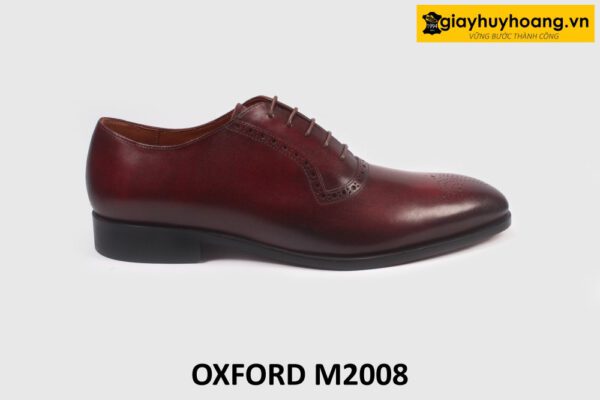 Giày da oxford nam màu đỏ đô sang trọng M2008 001