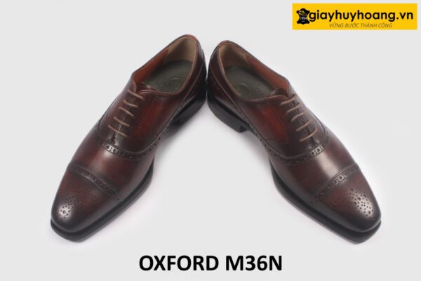 Giày da nam đóng thủ công màu nâu Oxford M36N 004