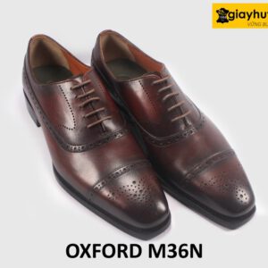 Giày da nam đóng thủ công màu nâu Oxford M36N 003