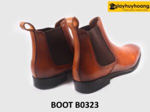 Giày da boot cổ cao nam Chelsea phối jeans kaki đẹp B0323 005