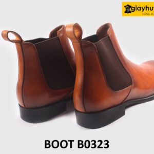 Giày da boot cổ cao nam Chelsea phối jeans kaki đẹp B0323 005