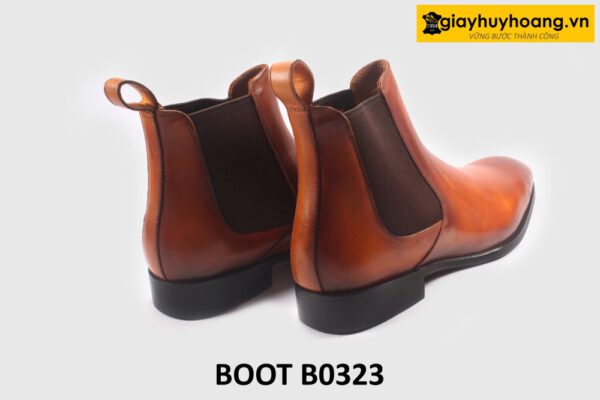 Giày da boot cổ cao nam Chelsea phối jeans kaki đẹp B0323 005