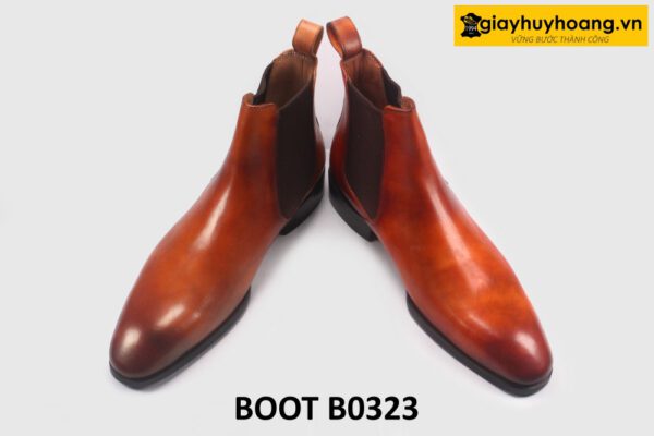 Giày da boot cổ cao nam Chelsea phối jeans kaki đẹp B0323 004