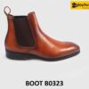 Giày da boot cổ cao nam Chelsea phối jeans kaki đẹp B0323 001