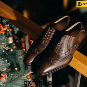 Giày tây nam có thun không cột dây Oxford O2563 001