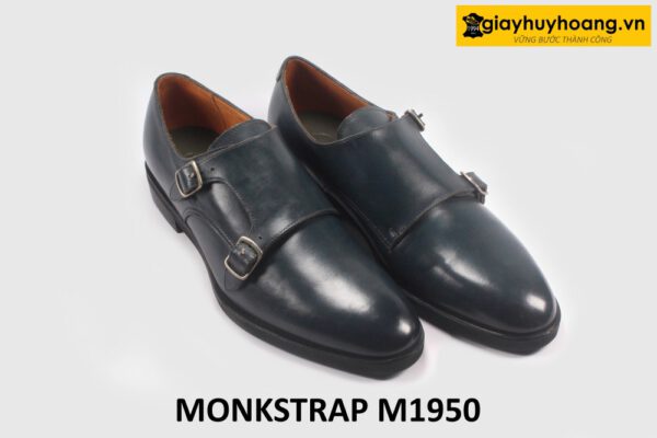 Giày Monkstrap nam da bê xanh navy đẹp M1950 003