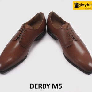 Giày da derby nam màu nâu mũi trơn nhọn dài M5 004