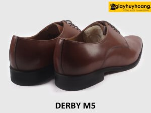 Giày da derby nam màu nâu mũi trơn nhọn dài M5 003