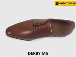 Giày da derby nam màu nâu mũi trơn nhọn dài M5 002