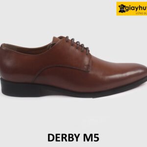 Giày da derby nam màu nâu mũi trơn nhọn dài M5 001