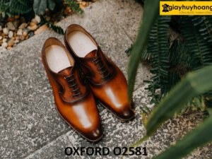Giày da công sở Oxford mũi trơn đẹp O2581 001