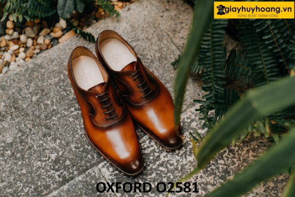 Giày da công sở Oxford mũi trơn đẹp O2581 001