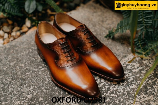 Giày da công sở Oxford mũi trơn đẹp O2581 004