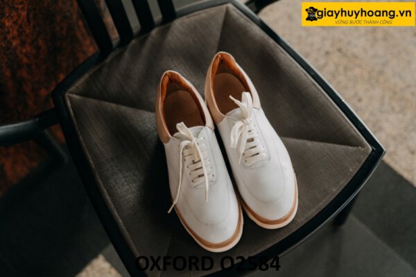 Giày tây da Oxford nam màu trắng đế bằng sneaker O2584 001