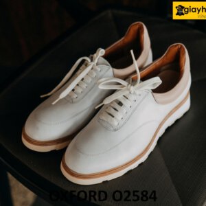 Giày tây da Oxford nam màu trắng đế bằng sneaker O2584 005