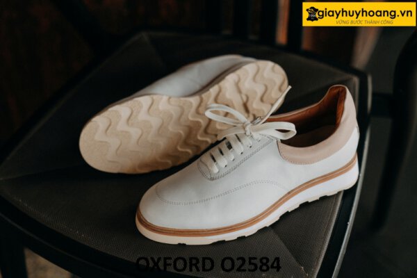 Giày tây da Oxford nam màu trắng đế bằng sneaker O2584 003