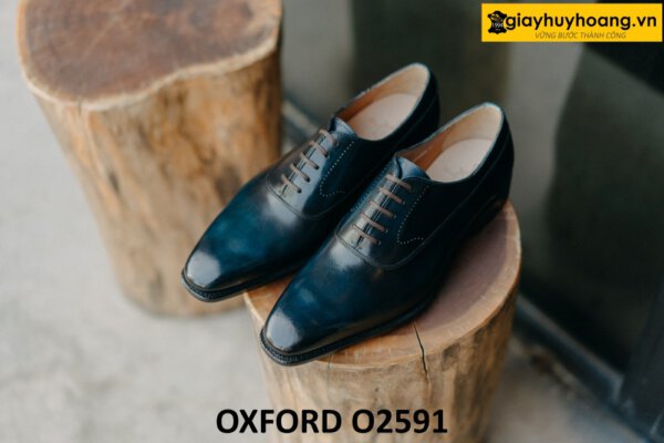 Giày da Oxford nam mũi trơn màu xanh navy O2591 001