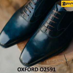 Giày da Oxford nam mũi trơn màu xanh navy O2591 004