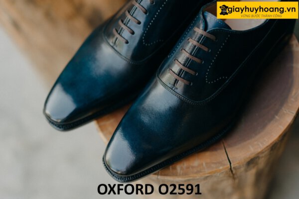 Giày da Oxford nam mũi trơn màu xanh navy O2591 004