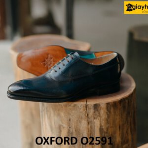 Giày da Oxford nam mũi trơn màu xanh navy O2591 003