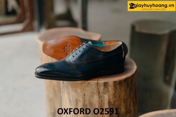 Giày da Oxford nam mũi trơn màu xanh navy O2591 003