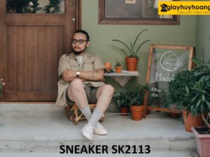 Giày da nam đế sneaker thể thao màu kem SK2113 004