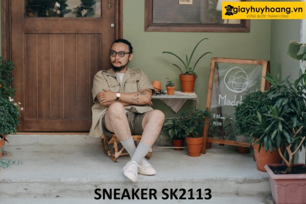 Giày da nam đế sneaker thể thao màu kem SK2113 004