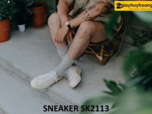 Giày da nam đế sneaker thể thao màu kem SK2113 001