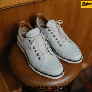 Giày da sneaker nam màu trắng đế bằng SK2085 001