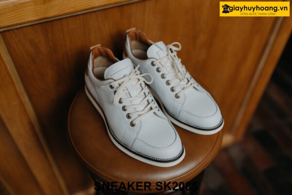 Giày da sneaker nam màu trắng đế bằng SK2085 001