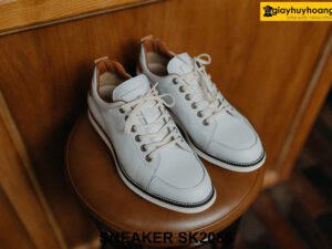 Giày da sneaker nam màu trắng đế bằng SK2085 001