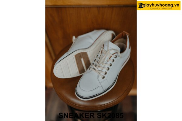 Giày da sneaker nam màu trắng đế bằng SK2085 002