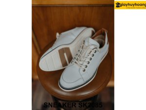 Giày da sneaker nam màu trắng đế bằng SK2085 002
