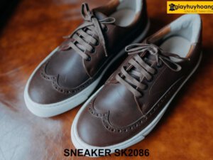 Giày sneaker nam da bê màu nâu cao cấp SK2086 001