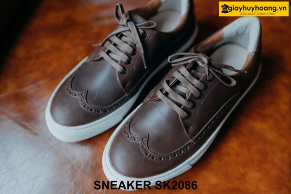 Giày sneaker nam da bê màu nâu cao cấp SK2086 001