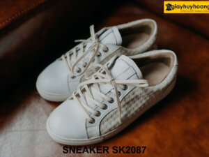 Giày sneaker nam màu trắng phối da lộn ô vuông SK2087 001