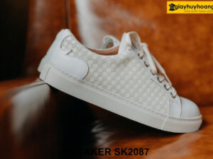 Giày sneaker nam màu trắng phối da lộn ô vuông SK2087 004