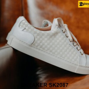 Giày sneaker nam màu trắng phối da lộn ô vuông SK2087 004