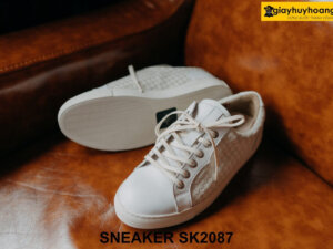Giày sneaker nam màu trắng phối da lộn ô vuông SK2087 003