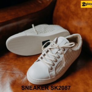 Giày sneaker nam màu trắng phối da lộn ô vuông SK2087 003