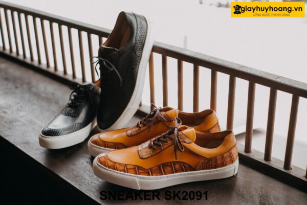 Giày da sneaker phối da cá sấu phong cách SK2091 001