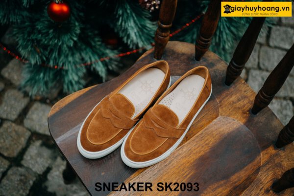 Giày lười nam sneaker da lộn màu vàng bò SK2093 001