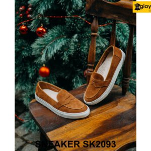Giày lười nam sneaker da lộn màu vàng bò SK2093 003