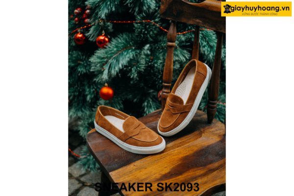 Giày lười nam sneaker da lộn màu vàng bò SK2093 003