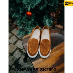 Giày lười nam sneaker da lộn màu vàng bò SK2093 002