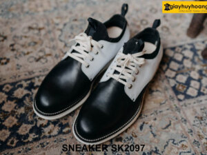 Giày da nam sneaker màu xanh navy đậm cao cấp SK2097 001
