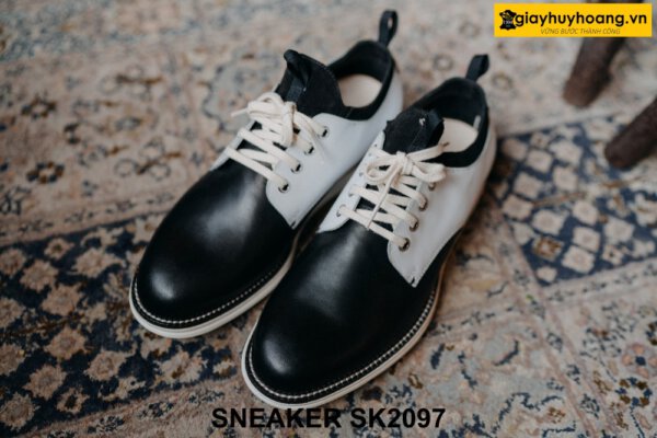 Giày da nam sneaker màu xanh navy đậm cao cấp SK2097 001